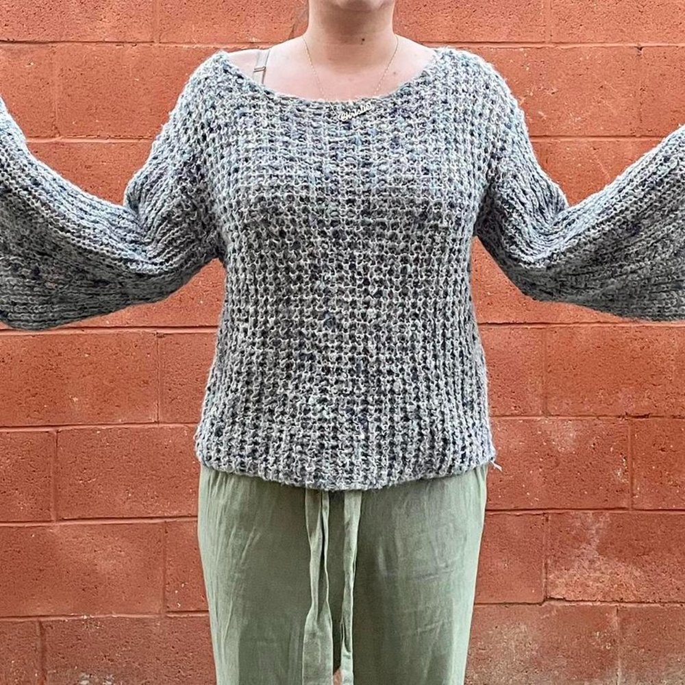 Light Blue, Gray Knit Sweater